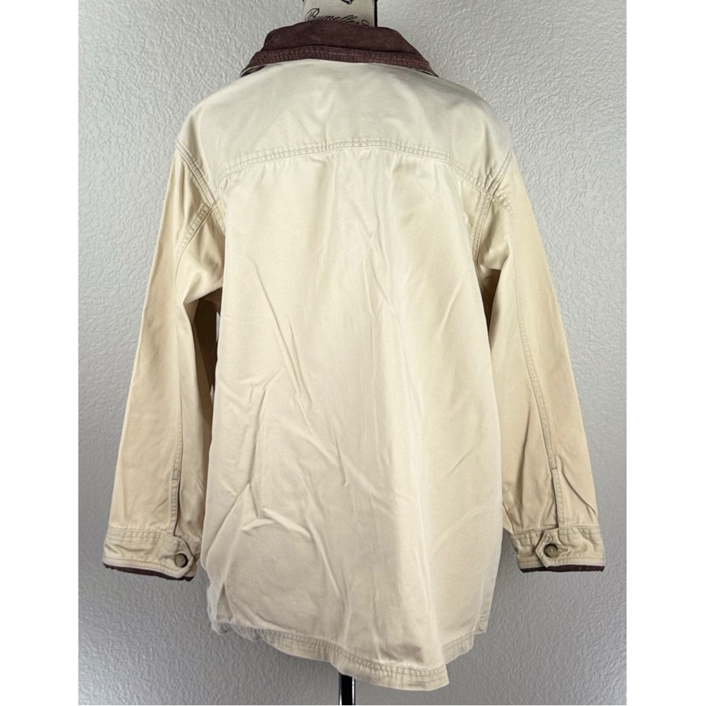 Vintage Women's Barn Utility Jacket Cream with Brown Corduroy Collar size Medium - Picture 5 of 9